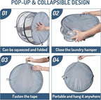 Seiritex Mesh Popup Laundry Hamper 115L Collapsible Laundry Basket Extra Large Capacity Foldable Clothing Storage Basket with