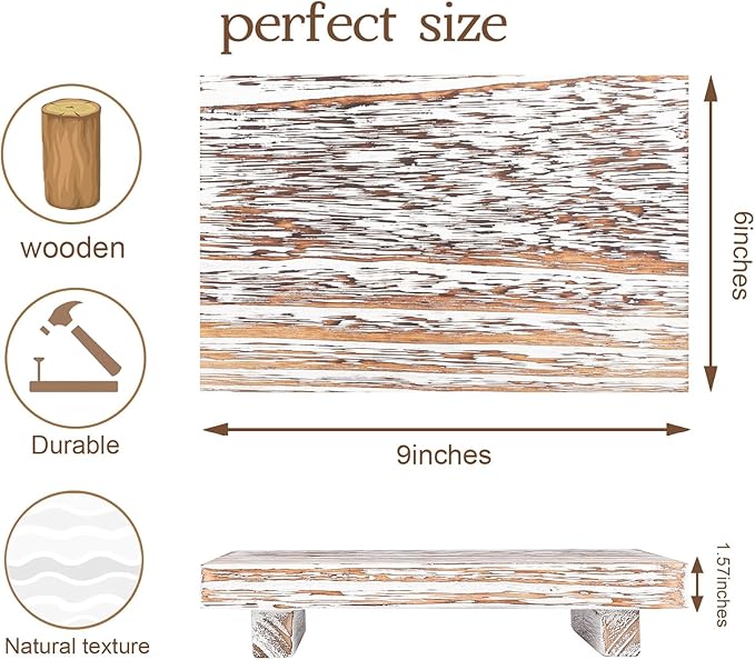 zoocatia Small Wood Tray Pedestal Stand Farmhouse Bathroom Decor Decorative Wooden Riser Kitchen Soap Dish Holder for Vanity,