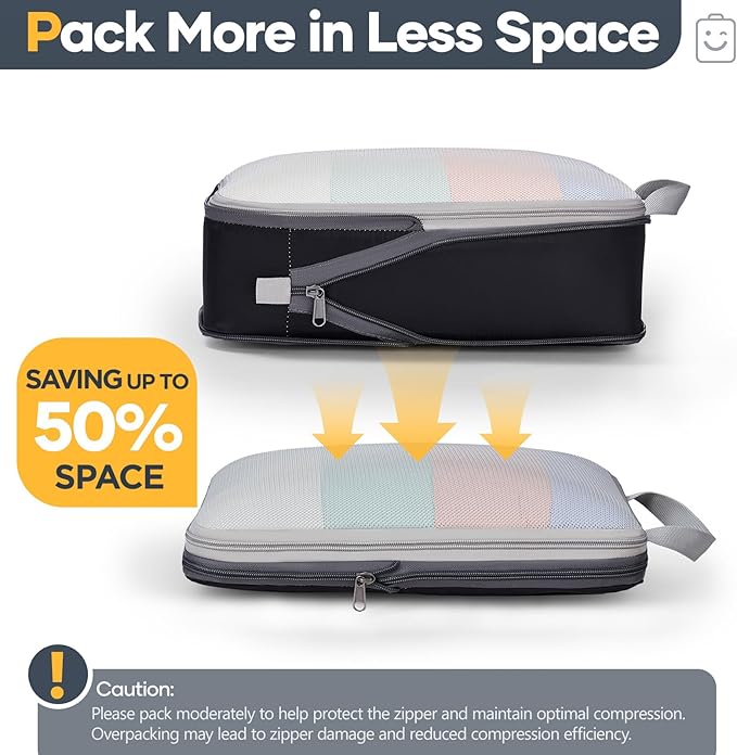 Veken 6/9/11 Set Compression Packing Cubes for Travel Essentials,Compressible Expandable Large Luggage Suitcase Organizer Bag