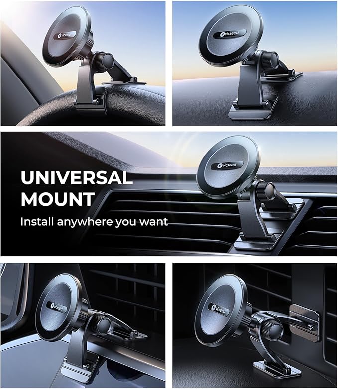 VICSEED 2025 Upgrade for MagSafe Car Mount [Strongest Dashboard Adhesive & 25N Magnetic] Cell Phone Holders for Your Car, 360° Adjustable Phone Holder Mount for All Smartphones & Vehicles