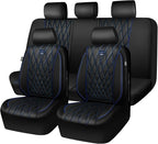 CAR PASS Piping Luxury Leather Seat Covers Full Set,5 Seats Anti-Slip Waterproof Seat Covers Compatible with Front Armrests,U