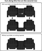 3W Floor Mats & Cargo Liner for Jeep Wagoneer 2022-2026 7-Seat (NOT for 8-Seat/L/S)， with 2nd Row Bench Seat All Weather Protection TPE Full Set Automotive Mat Car Floor Liners Accessories, Black