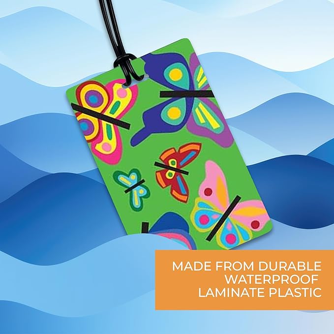 R. Nichols Garden Luggage Tag Set - Sturdy Waterproof Plastic Travel Labels for Baggage, Suitcases, Backpacks, and Diaper Bag