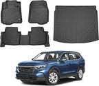 Powerty Floor Mat & Cargo Liner for Honda CRV 2023-2025 2026 (Include Hybrid), All Weather TPE Custom 1st & 2nd Row Floor Liner and Trunk (Upper Positon) Full Set Car Liners, Black