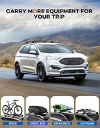 Roof Rack Cross Bars 220lbs Compatible with Ford Edge 2015-2024,Heavy Duty Aluminum Lockable Roof Rails Crossbars Cargo Canoe Black Rooftop Cargo Carrier Luggage.
