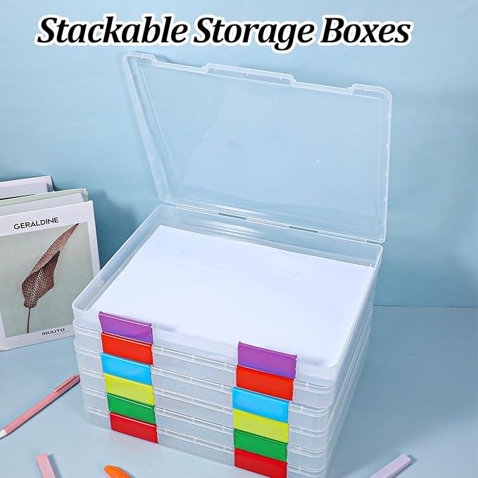 6 Pcs Clear A4 File Box Document Plastic Storage Box Paper Plastic Case Board Game Storage Containers Magazine Protector File