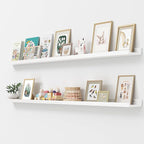 Picture Ledge Shelf, Floating Shelves Set of 2, Solid Ash Wood 72'' Long Large Nursery Book Shelves for Toys Storage, Kids Bo