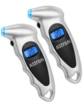 AstroAI Digital Tire Pressure Gauge 0-150PSI Calibrated to ANSI B40.7 +/-1PSI, 4 Units for Car Truck Bicycle with Backlight LCD and Presta Valve Adaptor, Sliver, 2Pack