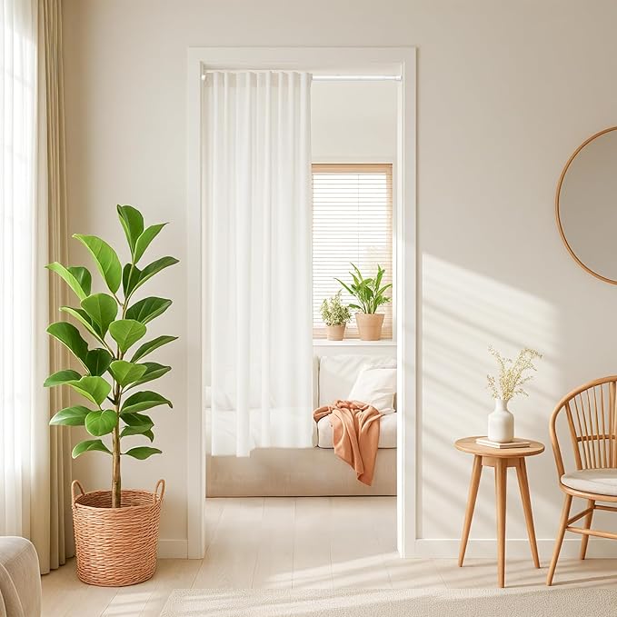 6PCS Tension Curtain Rod 33 to 59 Inch,White Short Curtain Rods No Drilling,Loaded Expandable Spring Curtain Rods for Windows