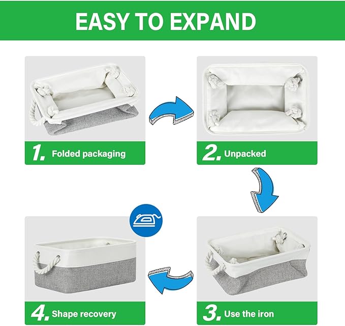 Bidtakay Small Baskets Fabric Storage Baskets for Organizing 3-Pack 12x8x5 Inch Collapsible Storage Bins for Shelves Canvas B