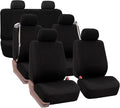 FH Group Three Row Full Set - 7 Seater All Purpose Flat Cloth Built-in Seat Belt Car Seat Cover- Universal Fit for Cars Truck