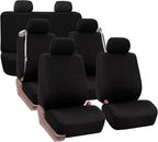 FH Group Three Row Full Set - 7 Seater All Purpose Flat Cloth Built-in Seat Belt Car Seat Cover- Universal Fit for Cars Truck