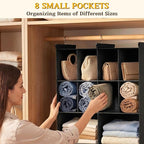 Ofiray-home 3 Tier Hanging Closet Organizer, 10 Compartments Sweater Organizer for Closet with 3 Sturdy Hooks, Closet Organiz