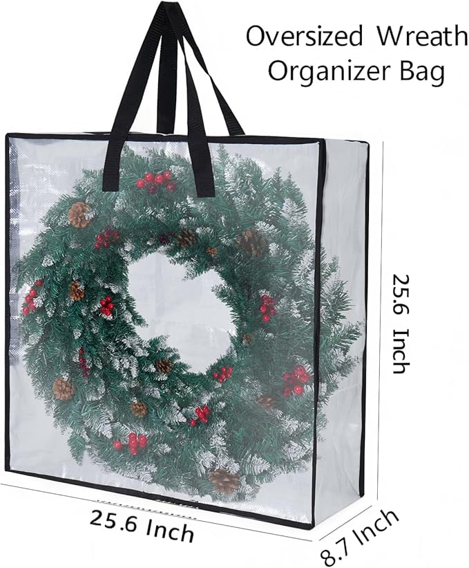 5-Pack Clear Heavy Duty Moving Bags and Storage Bags, 25 Gallon Large Moving Boxes Alternative for Wreath Storage Container, 