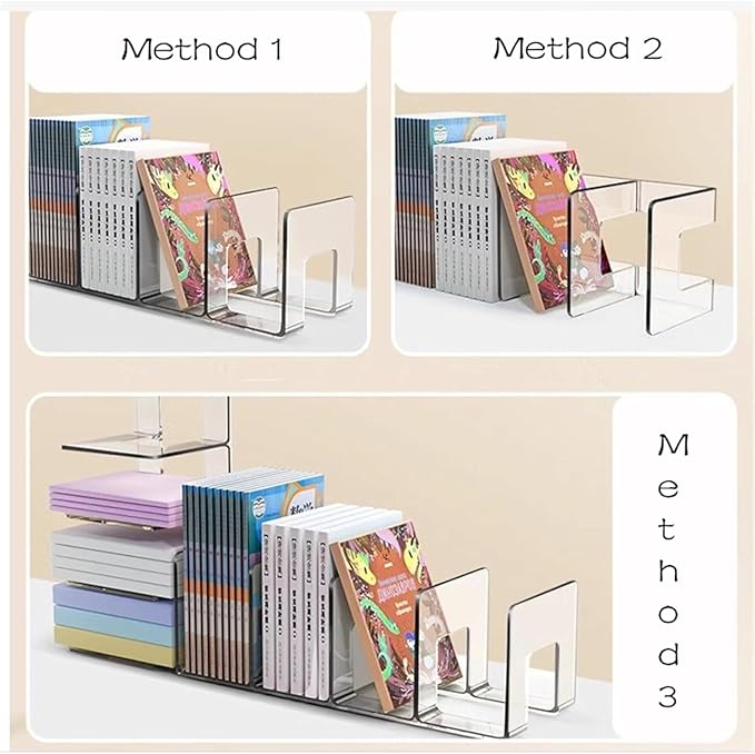 YAGELI Clear Acrylic Purse Organizer for Closet, 3-4 Section Desk File Sorter, 2.95" Wide Slots for Clutches, Handbags, Binde