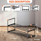 Hsscblet 2 Tier Metal Shoe Rack,Adjustable Shoe Shelf Storage Organizer,Stackable Boot & Shoe Storage,for Entryway,Hallway,Cl