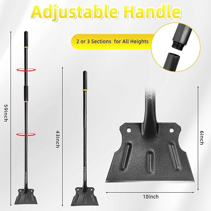 Garden Flat Shovel Scraper,59" Steel Handle Multifunctional Cleaning Shovel,Ice Chopper for Driveway,Weeding,Edging,Trenching,and Mud Scraping,As Well as Summer Lawn Maintenance