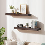 Floating Wall Shelves 30x6.8x1.7 Inch – Solid Wood Rustic Shelves in Walnut Finish – Wall Mounted Heavy Duty Display Shelf fo