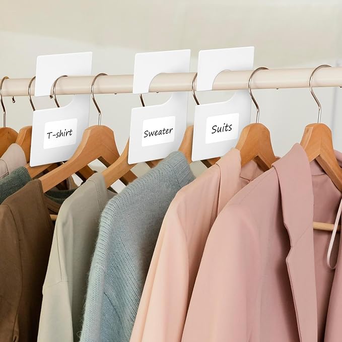 32 Pack Closet Dividers for Hanging Clothes Clothing Size Dividers,Size Markers for Clothing White Clothings Rack Reusable Cl