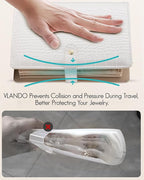 Vlando Travel Jewelry Case,Jewelry Organizers and Storage Jewelry Book Ring Binder with Clear Zipper Velvet Jewelry Pouches B