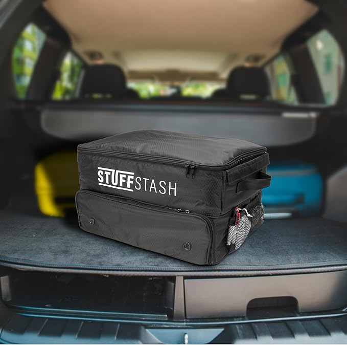 STUFFSTASH Golf Trunk Organizer for Car - Rigid, Won't Collapse | Ventilated Shoe Compartment, Adjustable Dividers & Mesh Pocket
