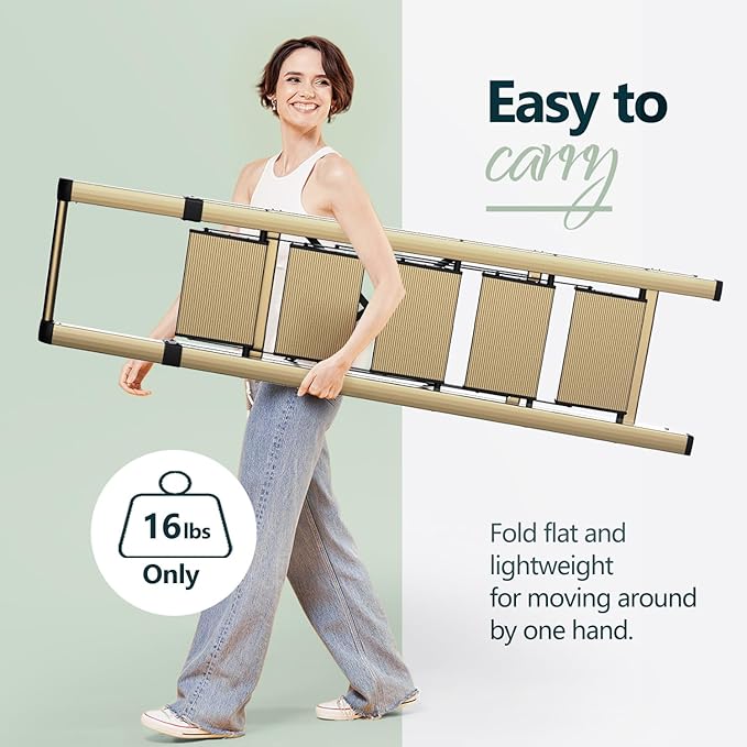 WOA WOA 5 Step Ladder for 10 Feet High Ceiling, Lightweight Foldable Ladder with Non-Slip Wide Pedals, Step Stool with Safe H