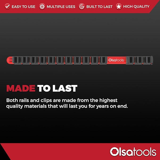 Olsa Tools Premium Wall-Mount Screwdriver Organizer - Red Nylon with Black Clips - Holds 14 Screwdrivers - Part: 1030