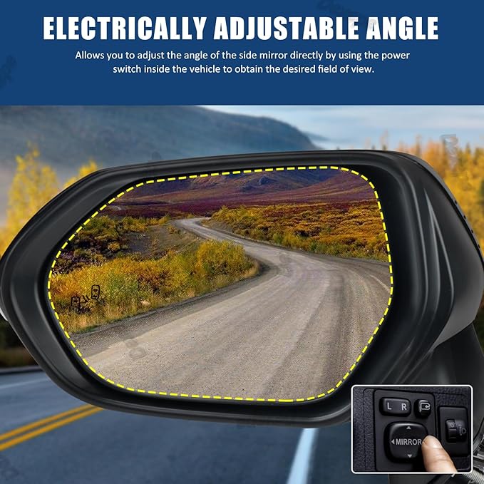 Driver Side Mirror Assembly Compatible with Toyota Corolla 2020-2025 Heated with Turn Signal, Blind Spot Monitor, Power Adjustable Replace 8794012G10, TO1320395 Black (7Pin Left)