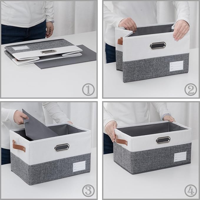 PRANDOM Foldable Storage Bins with Handles [3-Pack] Fabric Collapsible Storage Boxes Baskets Cubes Containers with Handles fo