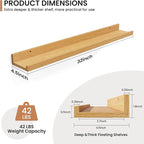 Fun Memories Picture Ledge Shelves Set of 2, 32 Inch Rustic Wall Mounted Floating Shelves with Lip for Home Storage and Décor