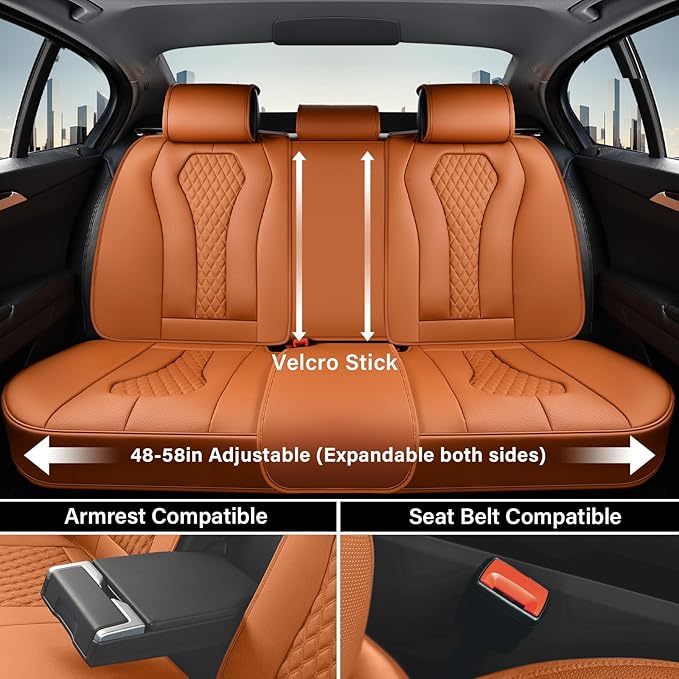 Coverado Car Seat Covers Full Set, Brown Seat Covers, Automotive Car Seat Cover, Car Seat Covers Front Seats Back Seat Covers