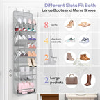 MISSLO Clear Over the Door Shoe Organizer Large Deep Pockets Hanging Shoe Rack for Closet Fit 20 Pairs Shoe Holder for Sneake