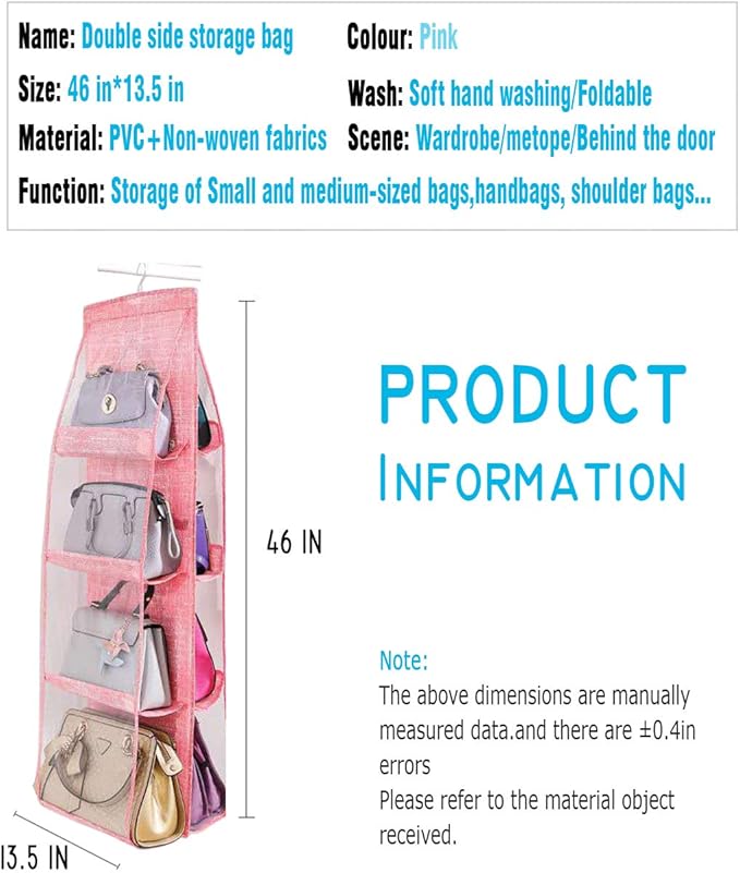 AARAINBOW 2 Packs Hanging Handbag Purse Organizer for Closet, Womens Purse Storage Organizers, Hand Bag Organizer Holder 8 Po