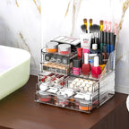 SUOXING Clear Acrylic Makeup Organizer for Vanity,Bathroom,Dresser,6 Drawer Cute Make up Organizers for Counter,Plastic Coun