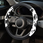 ZHOL Cow Print Steering Wheel Cover, Universal Fit 14.5-15 inch Premium Microfiber Leather Steering Wheel Protector for Cars/