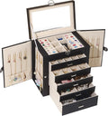 BOOVO Jewelry Box For women, 6 Layer Large Jewelry Organizer With Mirror, Multi-Function Storage Box With Lock, Accessory Hol