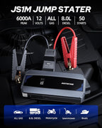 AUTOONE Car Jump Starter 6000A Battery Booster, Portable Battery Pack for All Gas 10L Diesel, 12V Jump Box with Smart Jumper