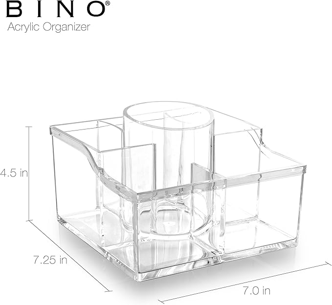 BINO 'The Heiress' 6 Compartment Jewelry and Makeup Organizer, Clear and Transparent Cosmetic Beauty Vanity Holder Storage