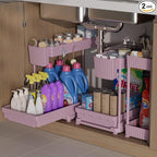 Sevenblue 3 Pack Multi-Purpose Under Sink Organizers and Storage, 2026 L-Shaped Pull Out Cabinet Organizer for Bathroom & Kit