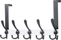 Dseap Over The Door Hook Hanger - Fits 1 3/8" to 1 3/4" Standard Doors | 5 Tri Hooks Heavy Duty Towel/Coat Rack | Door Organi