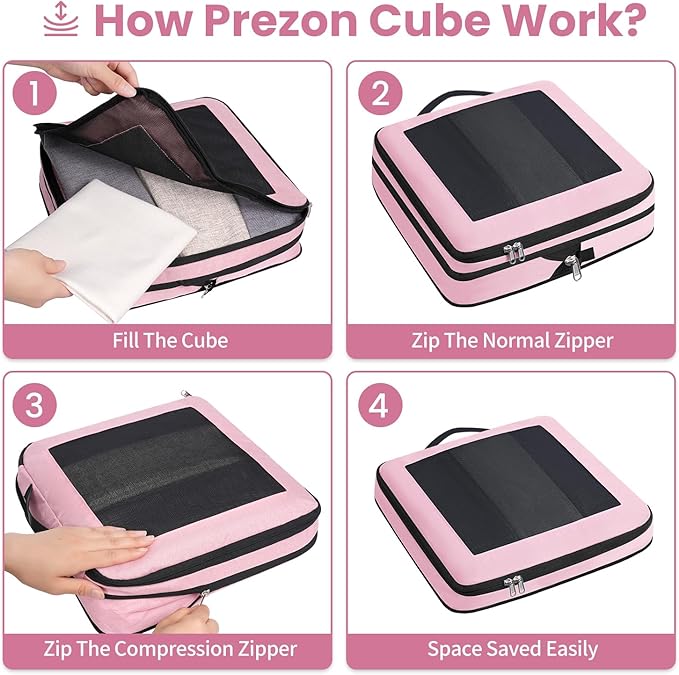 Compression Packing Cubes for Travel, Lightweight Vacation Travel Essentials, Travel Accessories for Suitcase Organizer Bags 