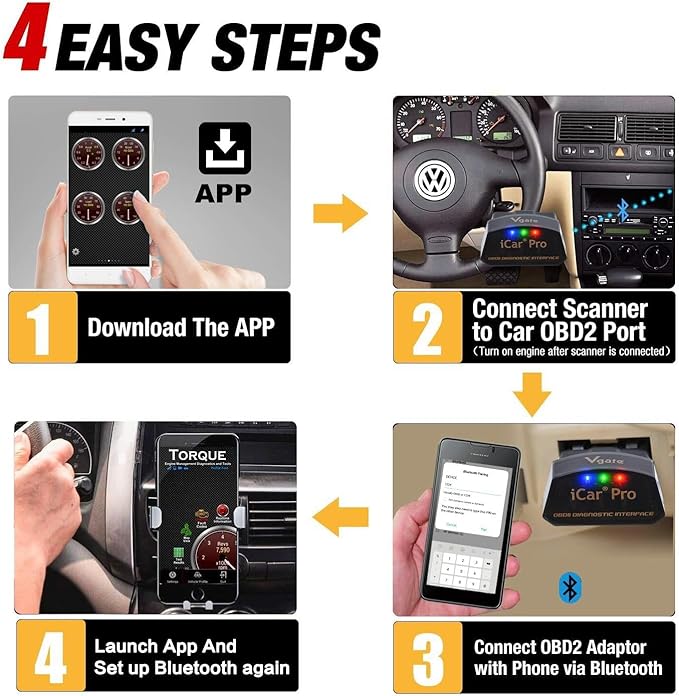 Vgate iCar Pro Bluetooth 4.0 (BLE) OBD2 Fault Code Reader OBDII Code Scanner Car Check Engine Light for iOS/Android
