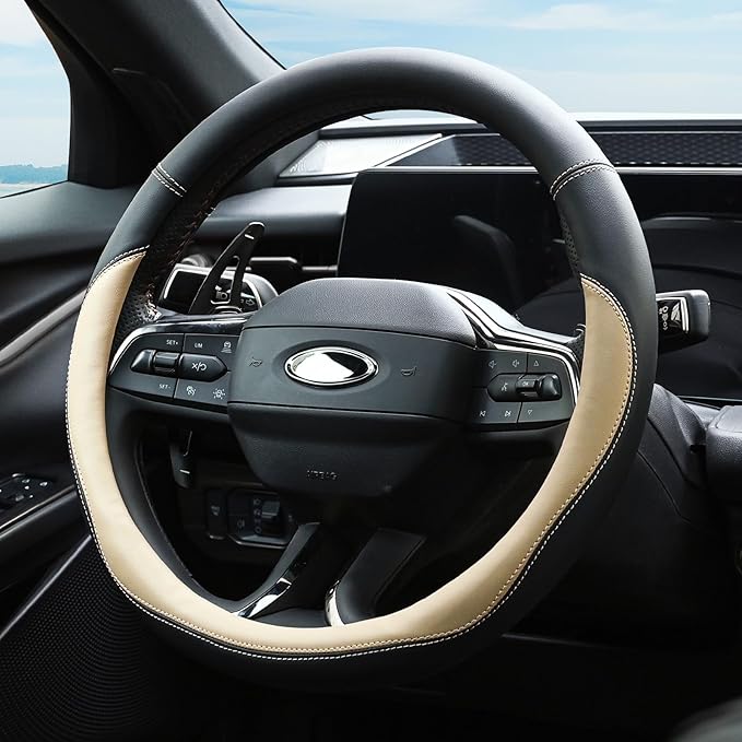 Valleycomfy Microfiber Leather Steering Wheel Cover Large-Size for F150 F250 F350 Ram 4Runner Tacoma Tundra Range Rover Model
