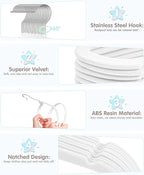 VIS'V Baby Hangers, 11 Inch Velvet Kids Hangers with 6 Pcs Clothes Size Dividers, Infant Toddler Nursery Closet Organization,