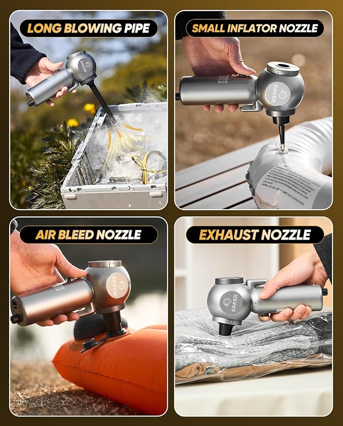 Saker Car Vacuum Portable 6-in-1 Handheld Cordless Vacuums, 20000PA Suction, 7800mAh Blower, Window Breaker, Seatbelt Cutter 