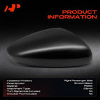A-Premium Passenger Side Rearview Mirror Cover Cap - Compatible with Honda Accord 2018 2019 2020 2021 2022 - Smooth Black, Without Turn Signal Hole