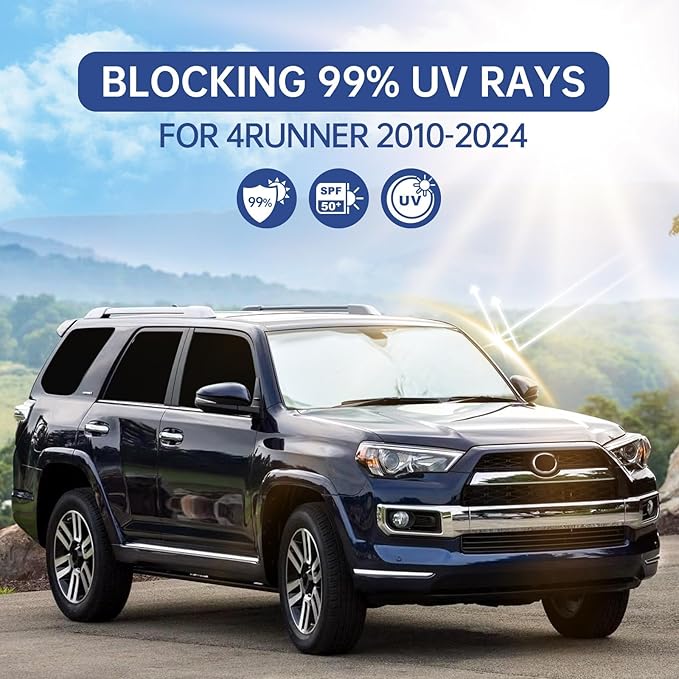 8pcs Car Window Shades for Toyota 4Runner 2010-2024, Full Car Window Covers for Privacy, Sunshades for 4Runner Front Rear Windshield Side Windows to Block UV and Protect Privacy