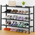 Smiry Shoe Rack, 4 Tier Thick Long Bamboo Shoe Organizer, Stackable Free Standing Wooden Shoe Storage Shelf for Closet, Entry