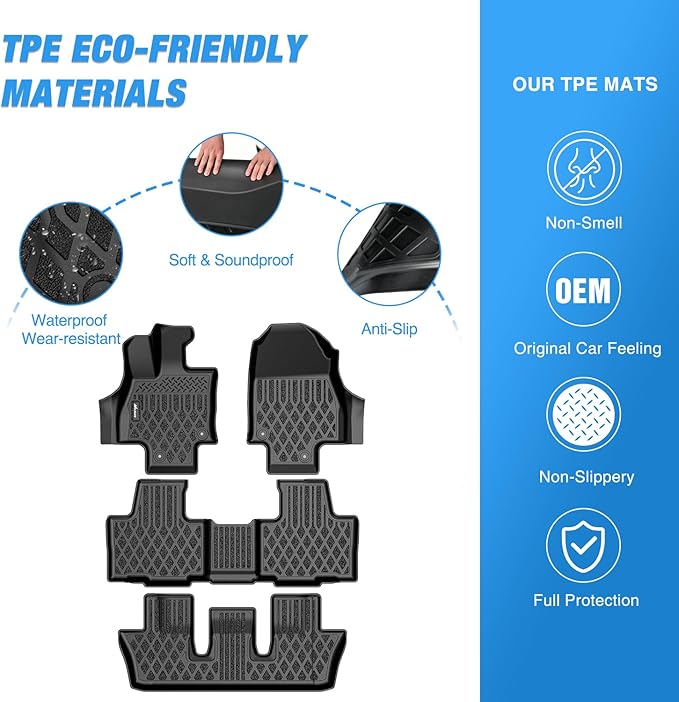 Nilight TPE Floor Mats for TX TX350 TX500h TX550h+ 2024 2025 2026 All Weather Custom Fit Heavy Duty Floor Liners