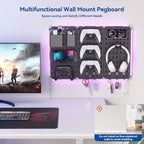 KDD 9 in 1 RGB Gaming Wall Organizer Peg Board - DIY Pegboard Combination Kit with Phone Stand/Pen Holder/Storage Box/Headset
